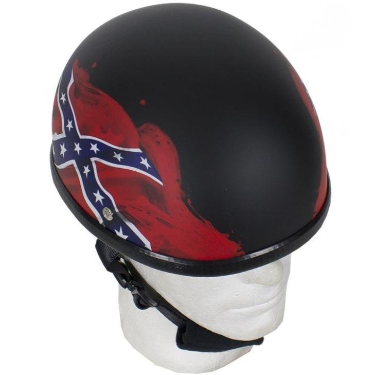 Novelty Motorcycle Helmet - Rebel Flag - Confederate - Shorty - H501-REBEL-DL - Image 2