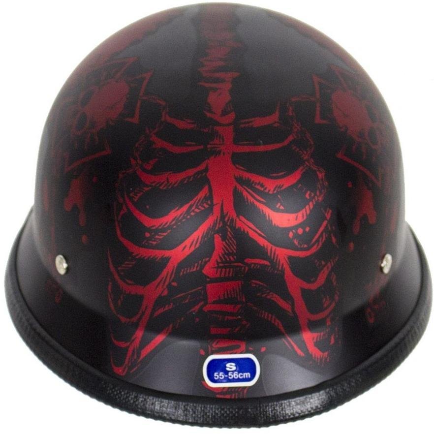 Novelty Motorcycle Helmet - Matte Burgundy Horned Skeletons - H502-D5-BURG-DL - Image 8
