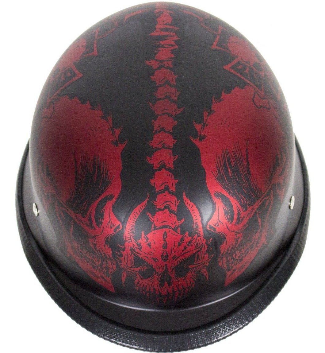 Novelty Motorcycle Helmet - Matte Burgundy Horned Skeletons - H502-D5-BURG-DL - Image 9