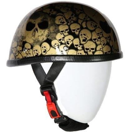 Novelty Motorcycle Helmet - Smokey Gold Skull Boneyard - Shorty - H6401-SMOKEY-DL - Image 2