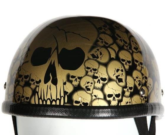 Novelty Motorcycle Helmet - Smokey Gold Skull Boneyard - Shorty - H6401-SMOKEY-DL - Image 4
