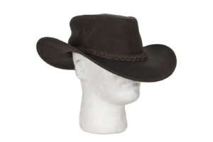 Dark Brown Leather Gambler Cowboy Hat.