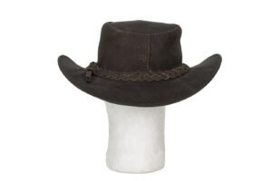 Dark Brown Leather Gambler Cowboy Hat.