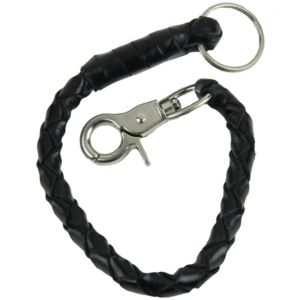 Key Chain - Get Back Whip Style in Black Leather - 14 Inches Long - SKU KC-GBW1-DL