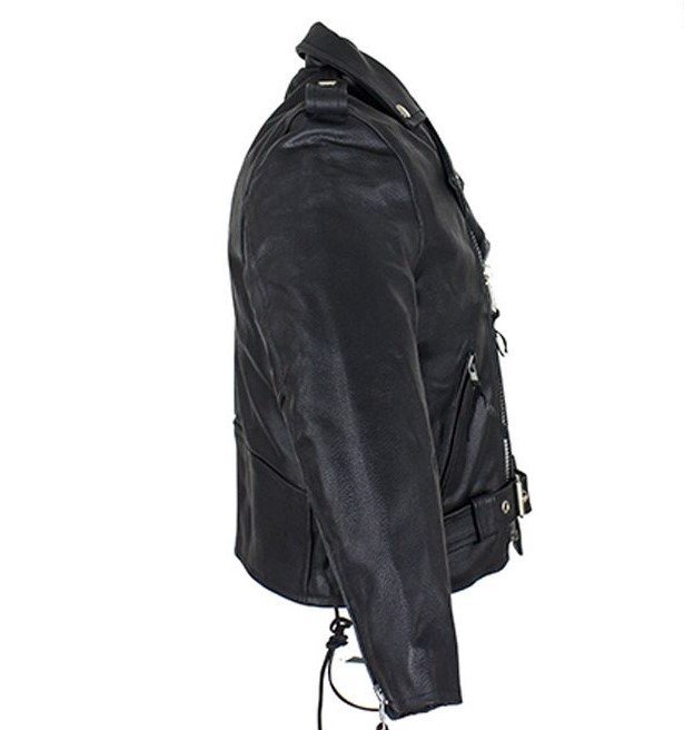 Leather Motorcycle Jacket - Kid's - Teen's - Side Laces - KD344-TEEN-DL - Image 2