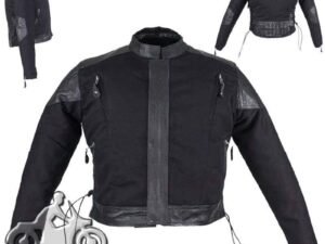 Kids Black Denim and Leather Motorcycle Jacket with Side Laces - SKU GRL-KD345-DL