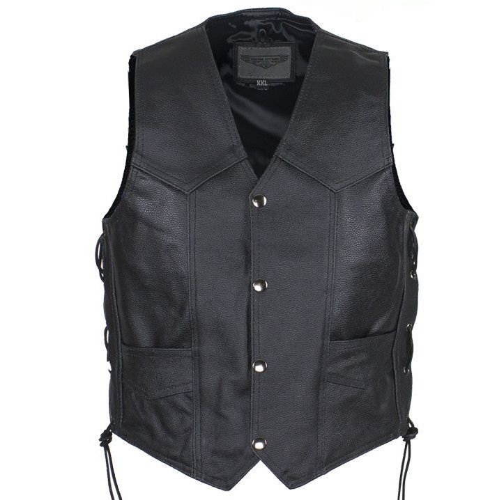 Leather Motorcycle Vest - Kid's - Children's - Side Laces - KD392-DL - Image 5