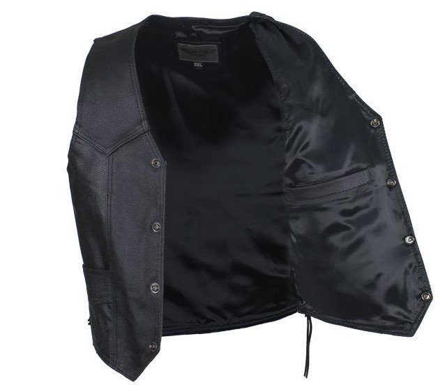 Leather Motorcycle Vest - Kid's - Children's - Side Laces - KD392-DL - Image 8
