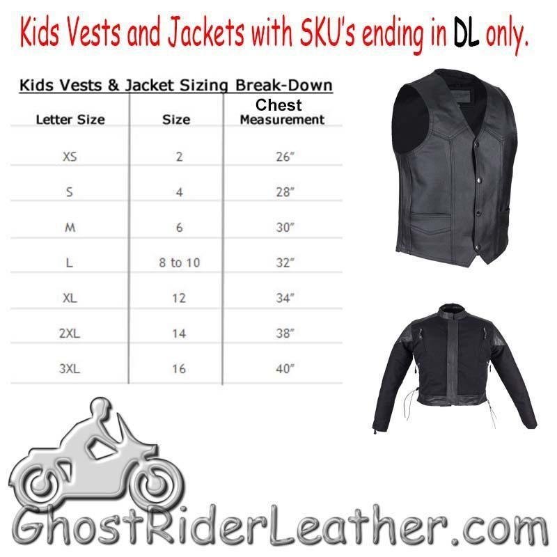 Kids Black Denim and Leather Motorcycle Jacket with Side Laces - SKU GRL-KD345-DL - Image 4