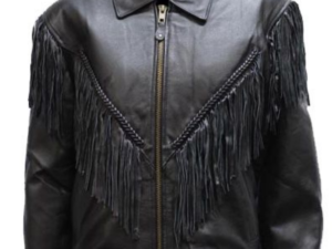 Women's Leather Motorcycle Jacket With Braid and Fringe - SKU LJ246-01-DL