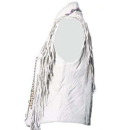 Leather Vest - Women's - White Wedding Style - Beaded - Boned - LV426-DL - Image 2