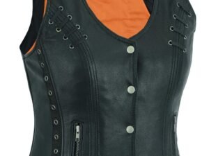 Leather Vest - Women's - Concealed Gun Pockets - Grommets - LV8500-07-DL