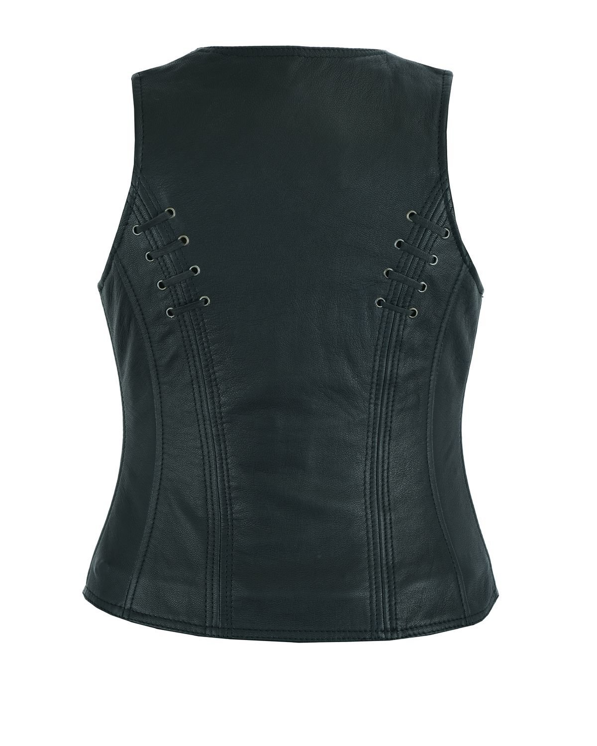 Leather Vest - Women's - Concealed Gun Pockets - Grommets - LV8500-07-DL - Image 3
