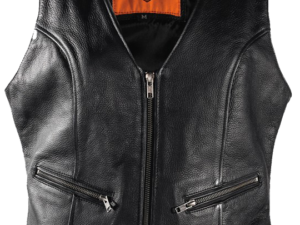 Leather Motorcycle Vest - Women's - Naked - Zippers - LV8507-11-DL