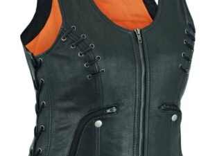 Leather Vest - Women's - Concealed Gun Pockets - Grommets - LV8530-07-DL