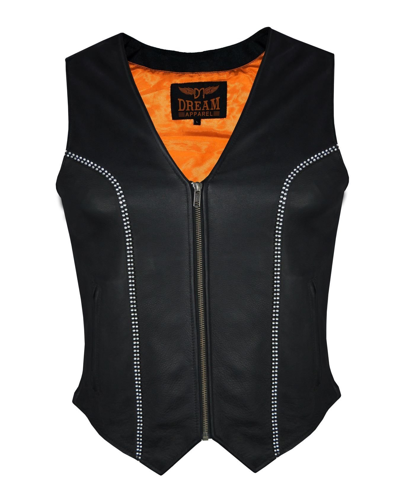 Leather Vest - Women's - Concealed Gun Pockets - Bling - LV8540-11-DL - Image 5