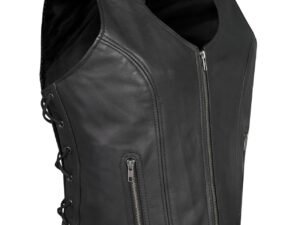 Leather Vest - Women's - Concealed Gun Pockets - Zipper - LV8545-88-DL