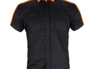 Motorcycle Mechanic Shirt - Men's - Black and Orange - Up To Size 4XL - MECS-BLK-ORANGE-DL