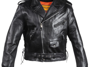 Naked Leather Motorcycle Police Style Jacket with Side Laces and Vents - Up To Size 72 - SKU MJ201-NK-DL