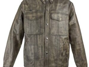 Leather Shirt - Men's - Distressed Brown - Concealed Carry Pockets - MJ777-12L-DL