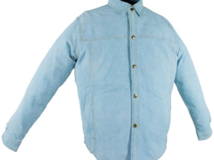 Leather Shirt -Men's - Blue - Snap Closure - Men's - Up To Size 5XL - MJ777-15-DL