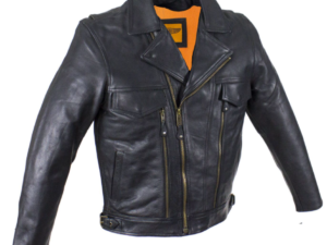 Leather Motorcycle Jacket - Men's - Racer - Gun Pockets - MJ800-DL