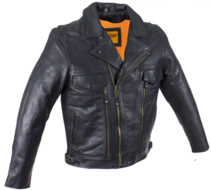 Leather Motorcycle Jacket - Men's - Racer - Gun Pockets - MJ800-DL