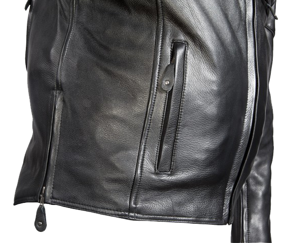 Racer Leather Jacket with Reflective Skulls and Concealed Carry Pocket - SKU MJ825-11-DL - Image 9
