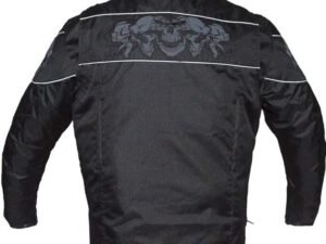 Textile Motorcycle Jacket - Reflective Skulls - Up To 64 - Concealed Carry Pockets - MJ825-CC-DL