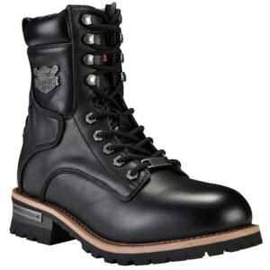 Leather Motorcycle Boots - Men's - Zipper and Lace-Up - MR-BTM8002-DL