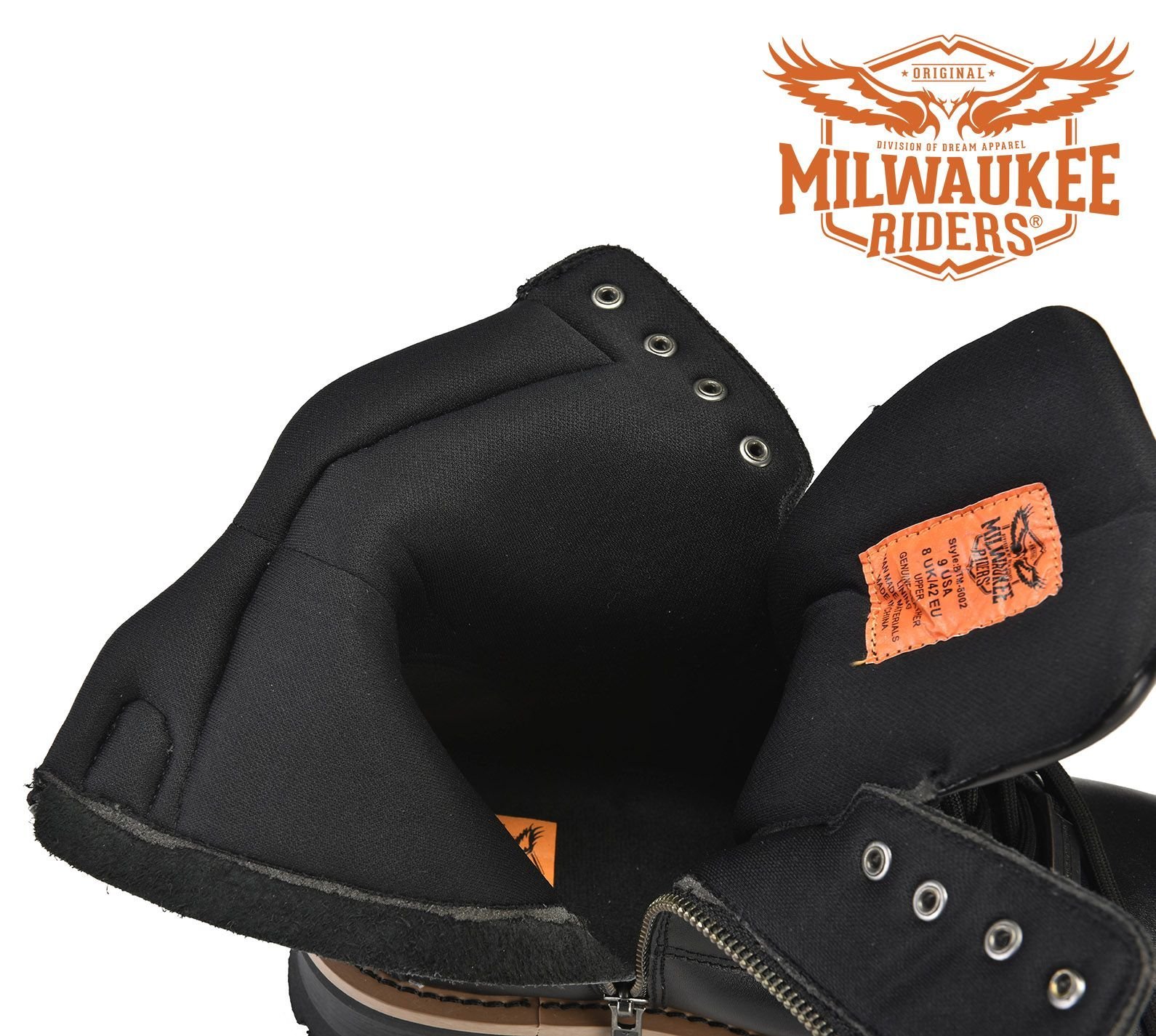 Leather Motorcycle Boots - Men's - Zipper and Lace-Up - MR-BTM8002-DL - Image 4