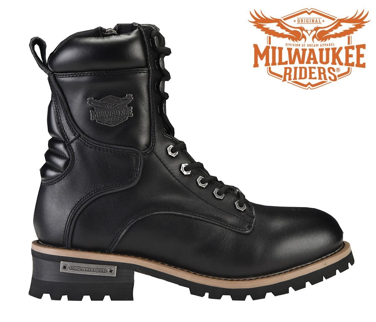 Leather Motorcycle Boots - Men's - Zipper and Lace-Up - MR-BTM8002-DL - Image 5