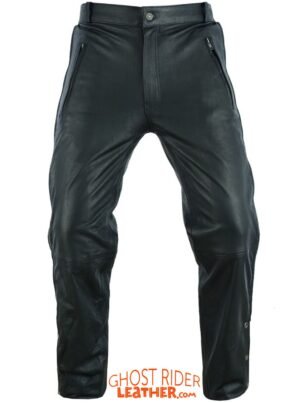 Leather Chap Pants - Men's - Zipper Pockets - Motorcycle - C1001-11-DL