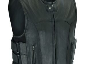 Leather Motorcycle Vest - Men's - Up To Size 5XL - Tactical - SWAT - MR-MV315-11-DL