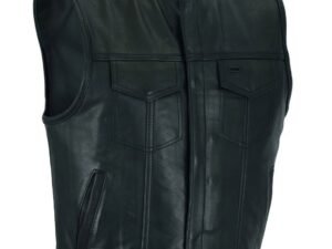 Leather Motorcycle Vest - Men's - Club Style - Up To 64 - MR-MV7320-ZIP-11-DL