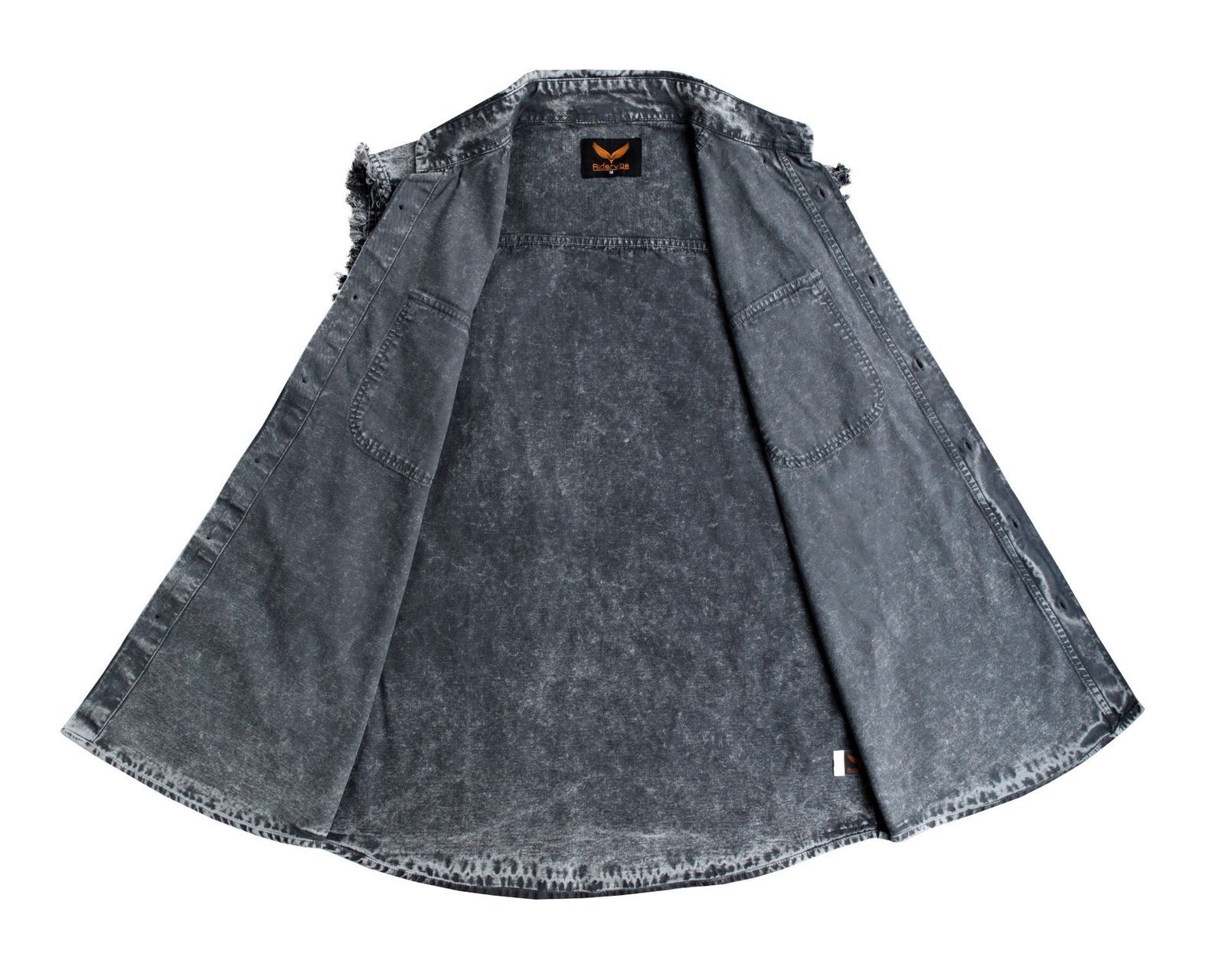 Denim Work Shirt - Men's - Gray - Sleeveless - Flap Pockets - MSLW-GREY-DL - Image 4