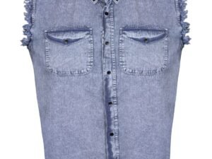 Denim Work Shirt - Men's - Sky Blue - Sleeveless - Flap Pockets - MSLW-SKY-BLUE-DL
