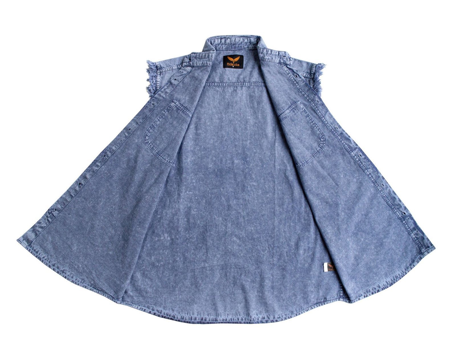 Denim Work Shirt - Men's - Sky Blue - Sleeveless - Flap Pockets - MSLW-SKY-BLUE-DL - Image 3