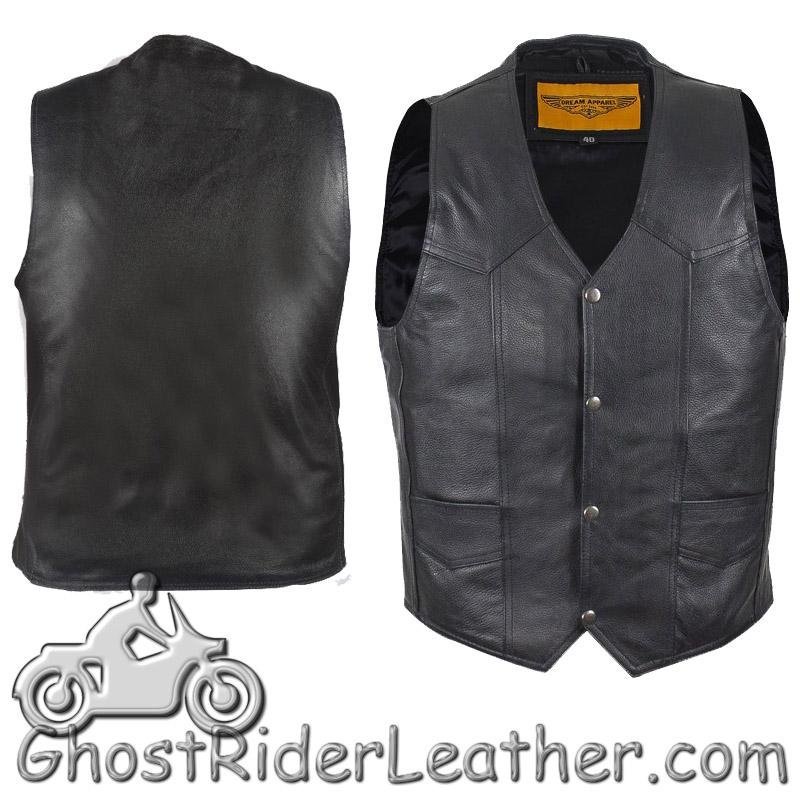 Leather Motorcycle Vest - Men's - Classic Style - MV302-88-DL - Image 2
