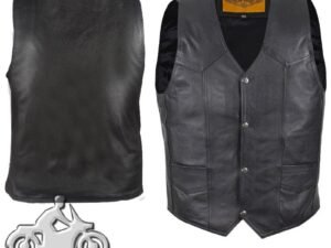 Leather Motorcycle Vest - Men's - Classic Style - MV302-88-DL