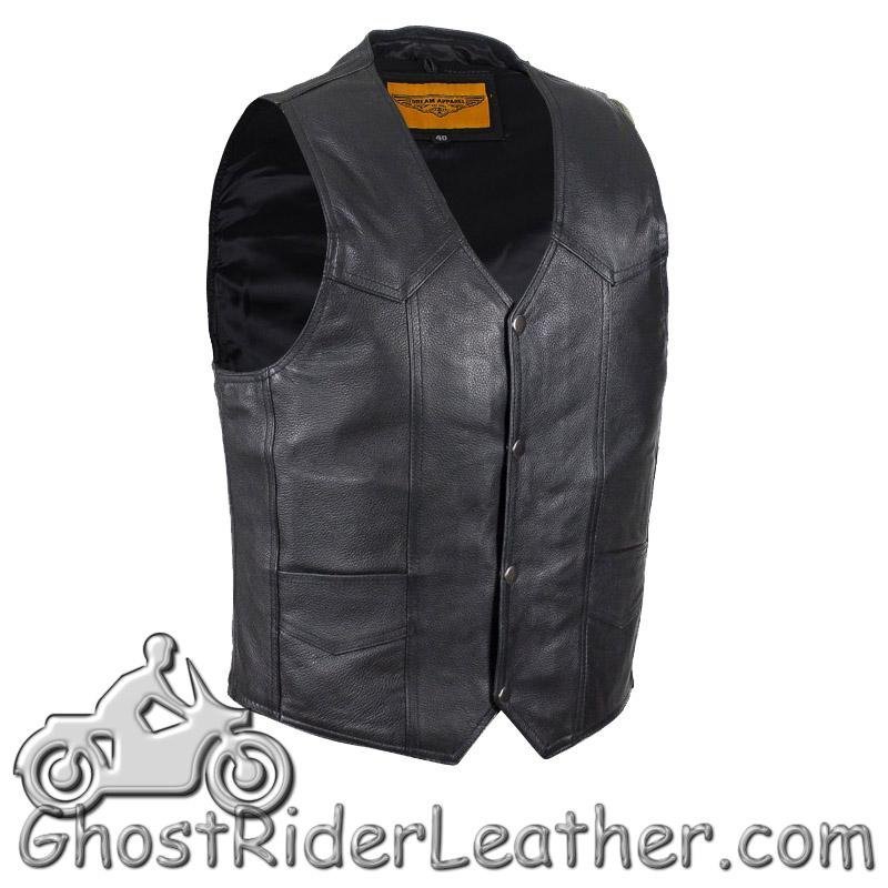 Leather Motorcycle Vest - Men's - Classic Style - MV302-88-DL - Image 3