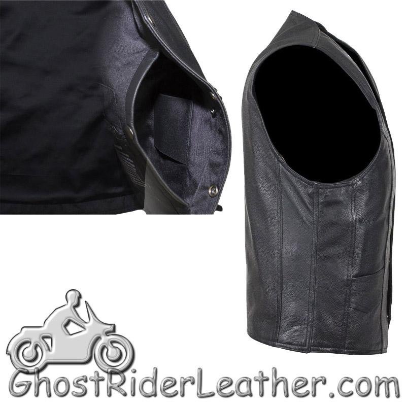 Leather Motorcycle Vest - Men's - Classic Style - MV302-88-DL - Image 6