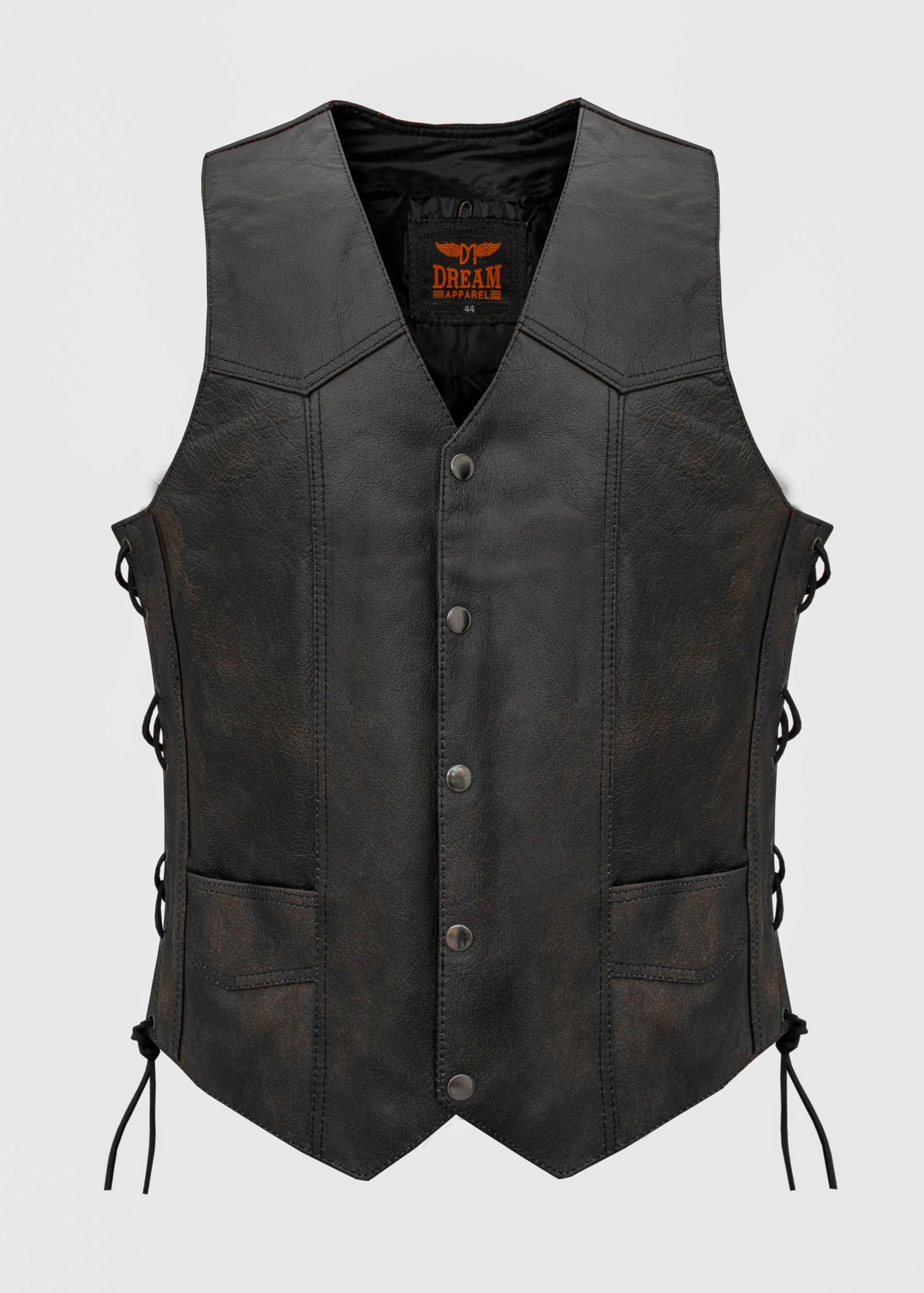 Leather Vest - Men's - Distressed Brown - Live To Ride - Eagle - Up To 60 - MV3090-12N-DL - Image 2