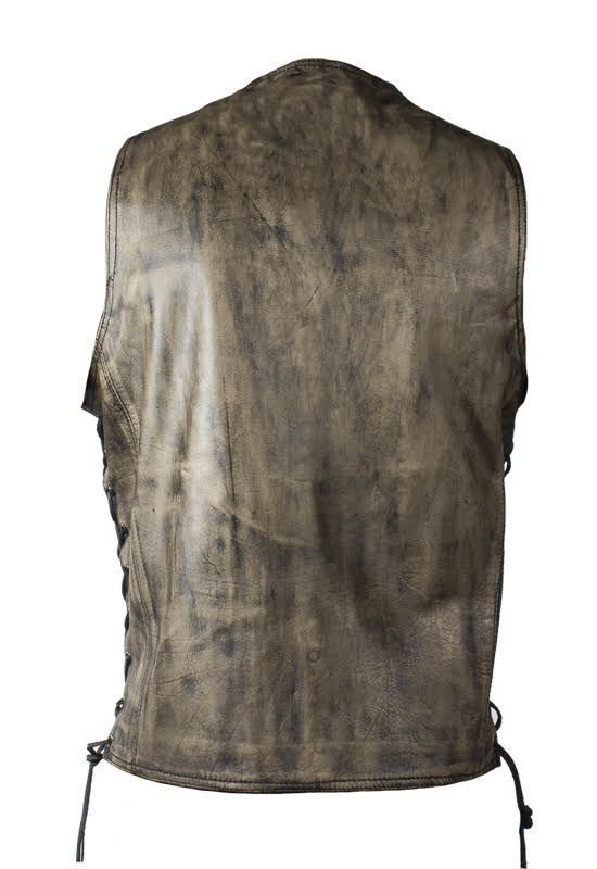Leather Motorcycle Vest - Men's - Distressed Brown - 10 Pocket - MV310-12-DL - Image 5