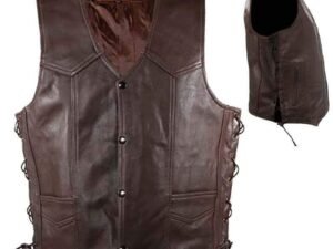 Leather Motorcycle Vest - Men's - Brown - 10 Pocket - MV310-BRN-11-DL