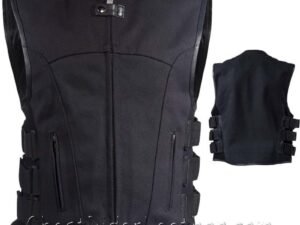 Canvas Motorcycle Vest - Men's - Up To Size 5XL - Gun Pockets - MV315-CV-DL