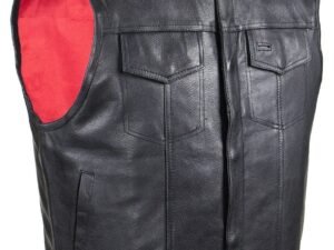 Leather Vest - Motorcycle Club - Red Lining - Premium - MV316-DL