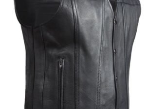 Leather Motorcycle Vest - Men's - Club Style - Gun Pockets - Up To Size 64 - MV8014-11-DL