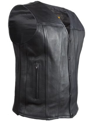 Leather Motorcycle Vest - Men's - Concealed Carry Pockets - MV8014-DL