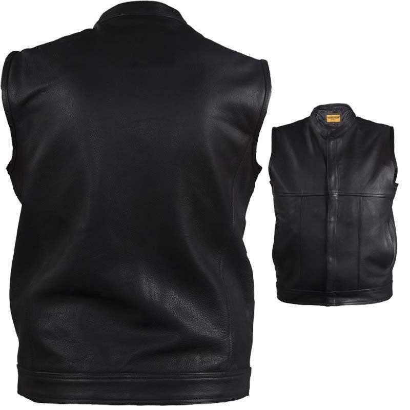 Leather Motorcycle Vest - Men's - Zipper Front - MV8017-ZIP-11-DL - Image 4